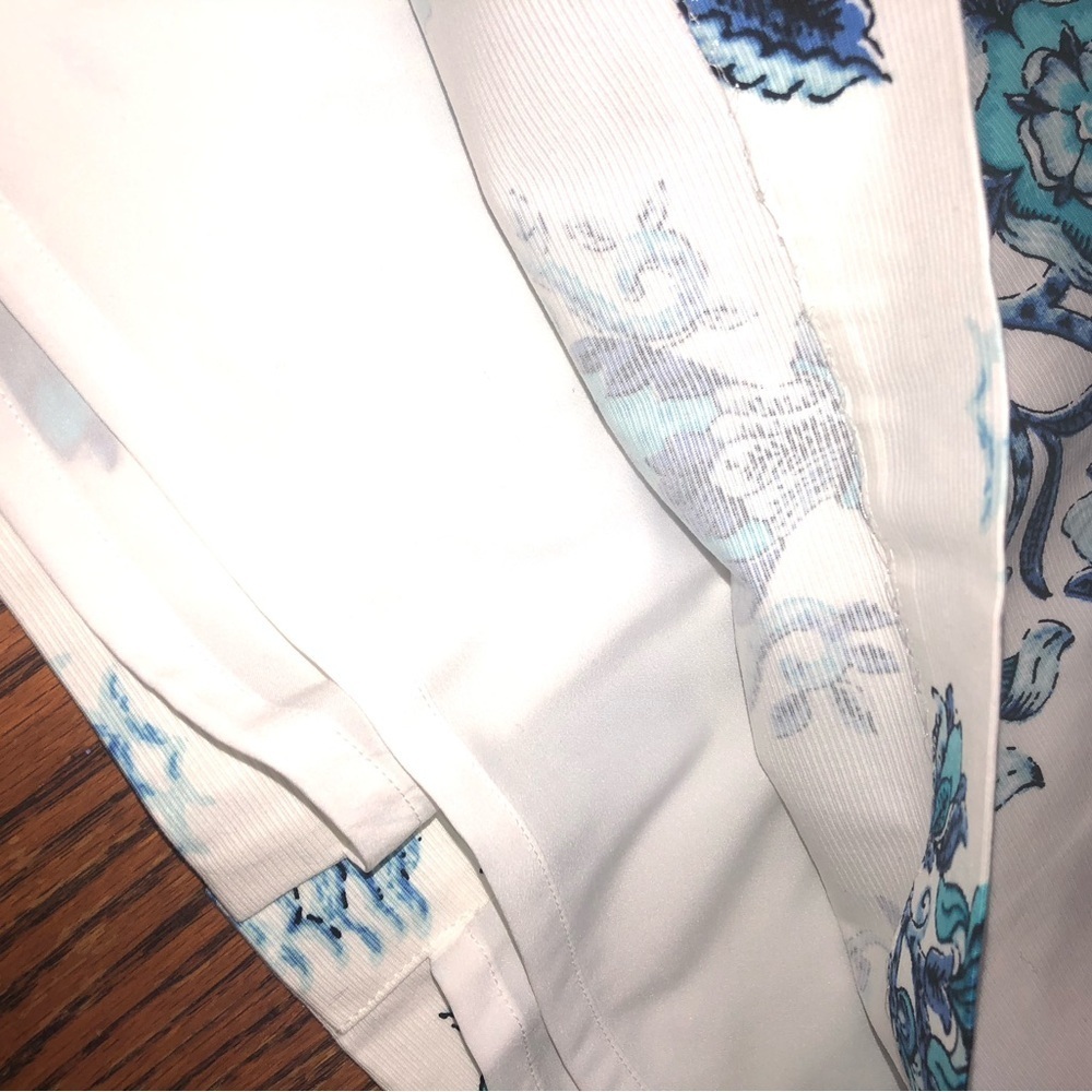TALBOTS SIZE 6 LIKE NEW WHITE SKIRT WITH BLUE AND TEAL TRIM. FULLY LINED. EUC - Picture 2 of 5